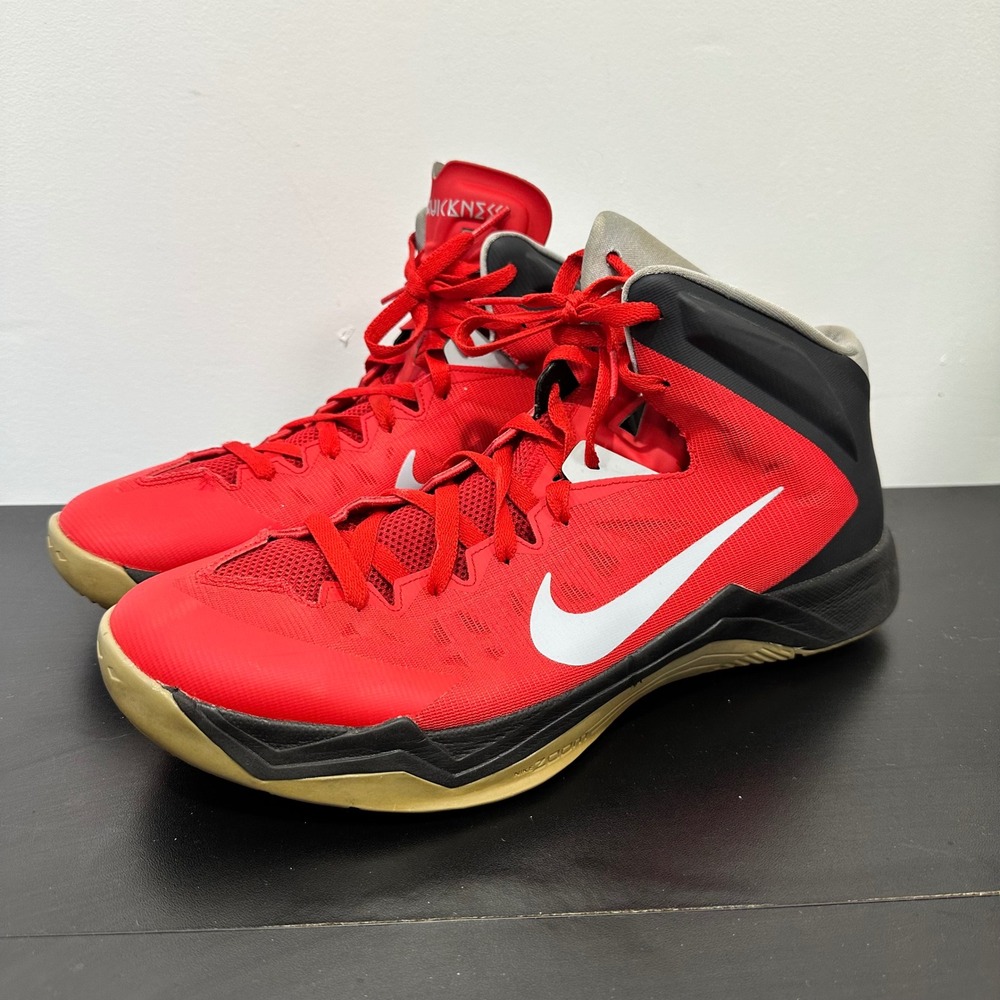 Nike Hyperquickness Basketball‎ Shoes Red Black Sneakers Mens 13 599519 -602